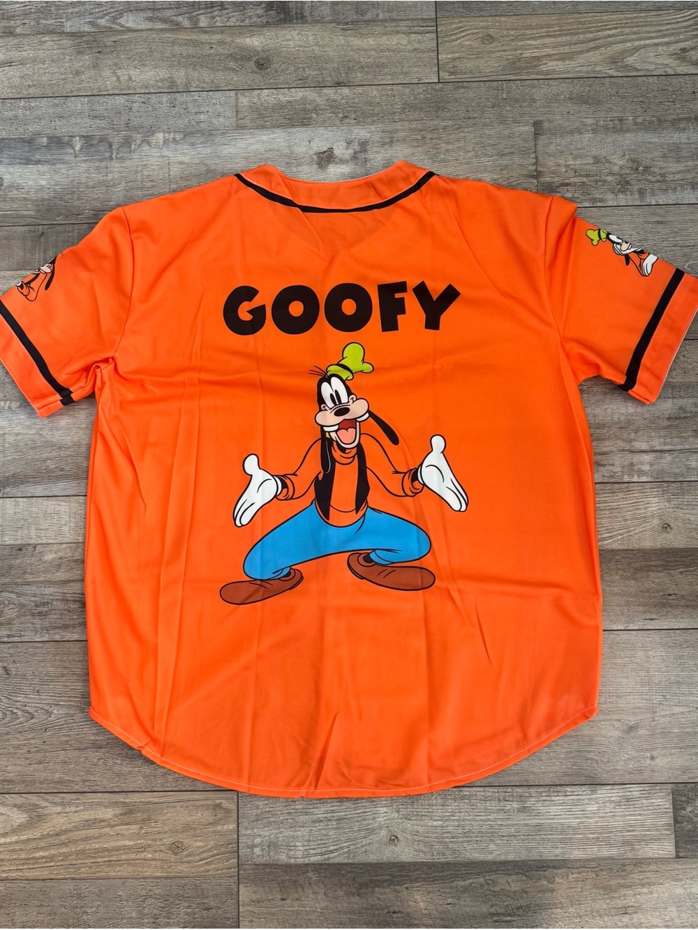 Goofy Orange Baseball Tee - Disney Character Shirt XL